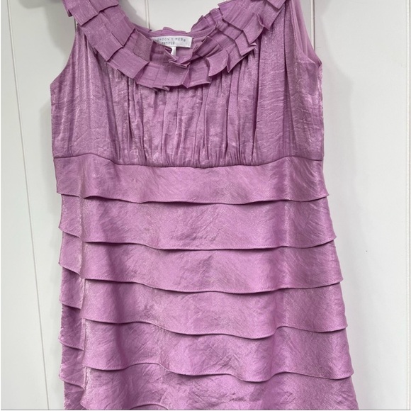 Off the shoulder Fabulous Ruffles! London Times Petite Pink Cocktail Dress - Picture 7 of 8